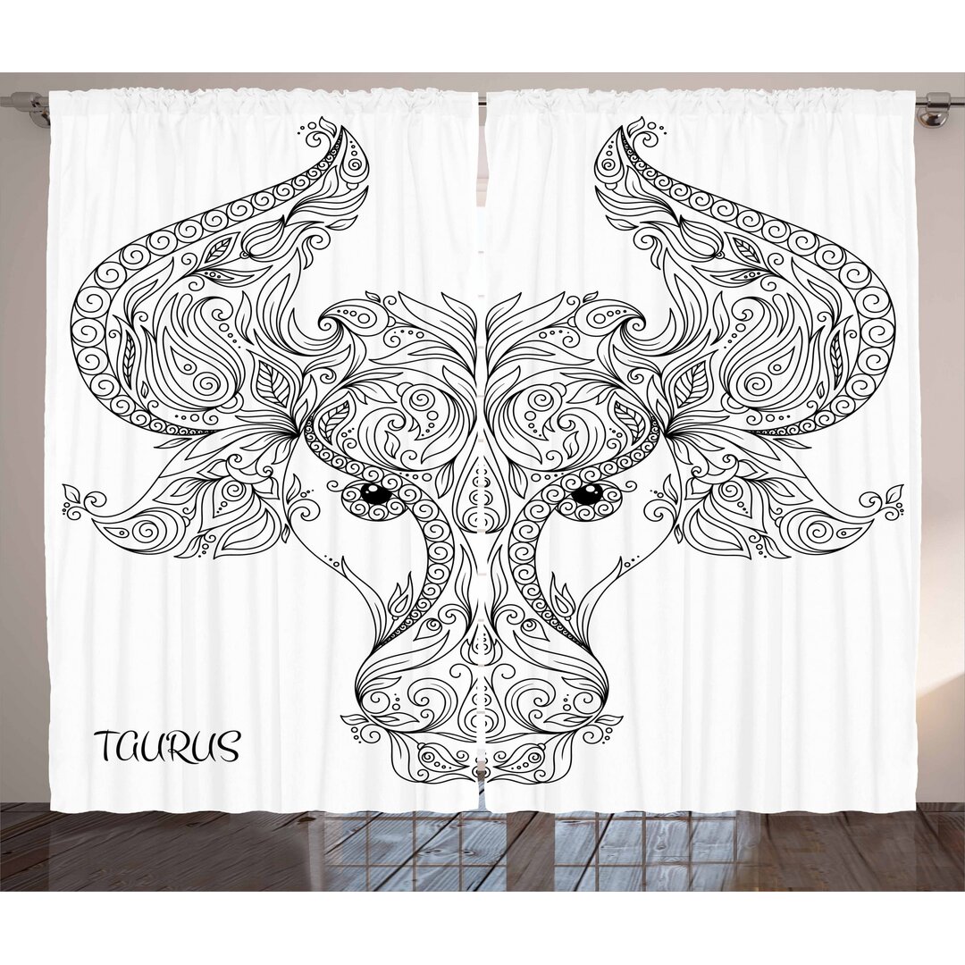 Rustikaler Vorhang, Astrologie Taurus-Zeichen, Astrologie, Weiß Schwarz