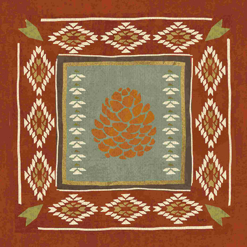 «Lodge Resort Tile IV» par Veronique Charron - peinture sur toile tendue, H 20 po x l 20 po, Pas de tapis