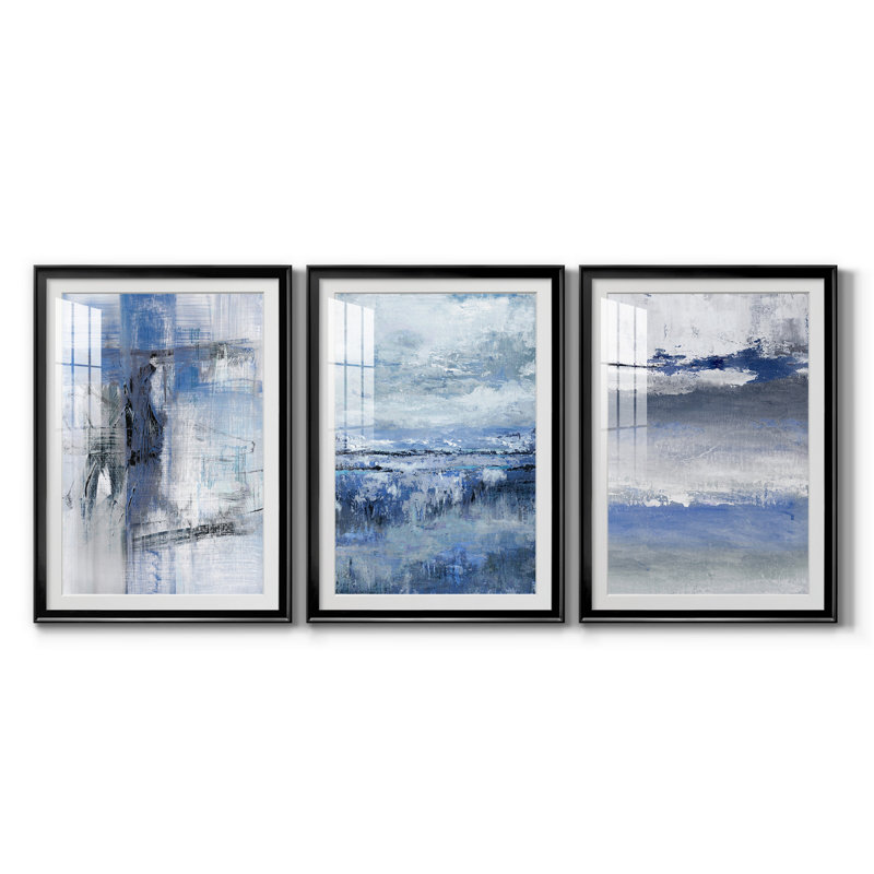 " Soft Solace Indigo " 3 - Pieces, 26.5" H x 109.5" W, Black