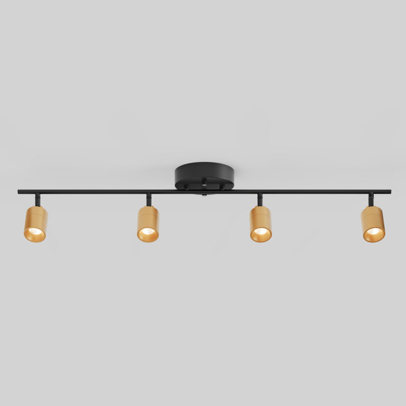 Shura 4-Light Integrated LED Track Light w/ Rotatable Heads, 3 ft. Track Lighting Kit, 3000k, 2240 Lumen, Black/Gold