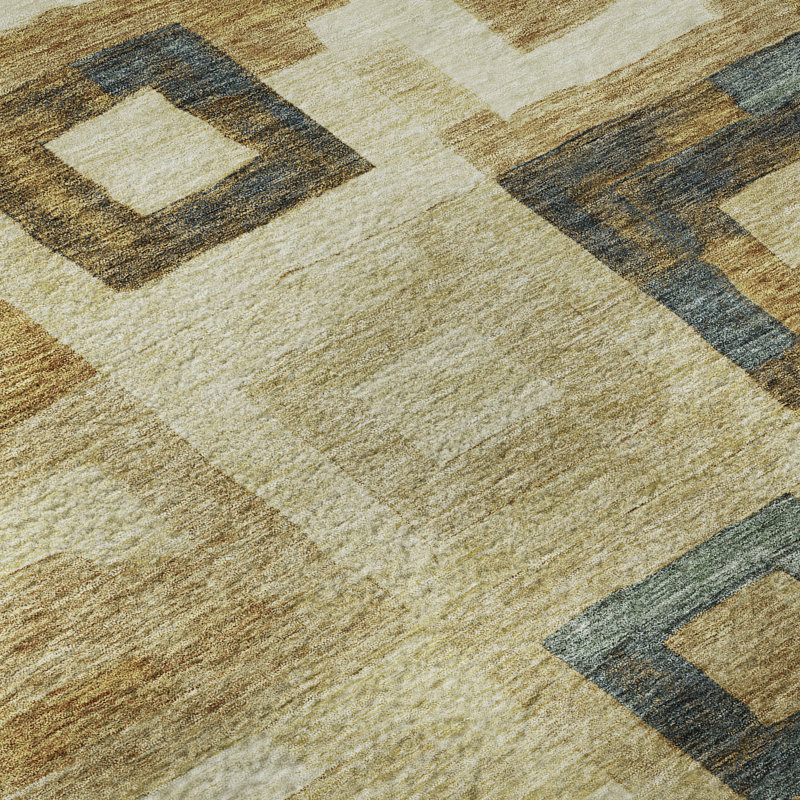 Premium Machine Washable Ducote AMF1142 Geometric Rug, Runner 2'3" x 7'6"