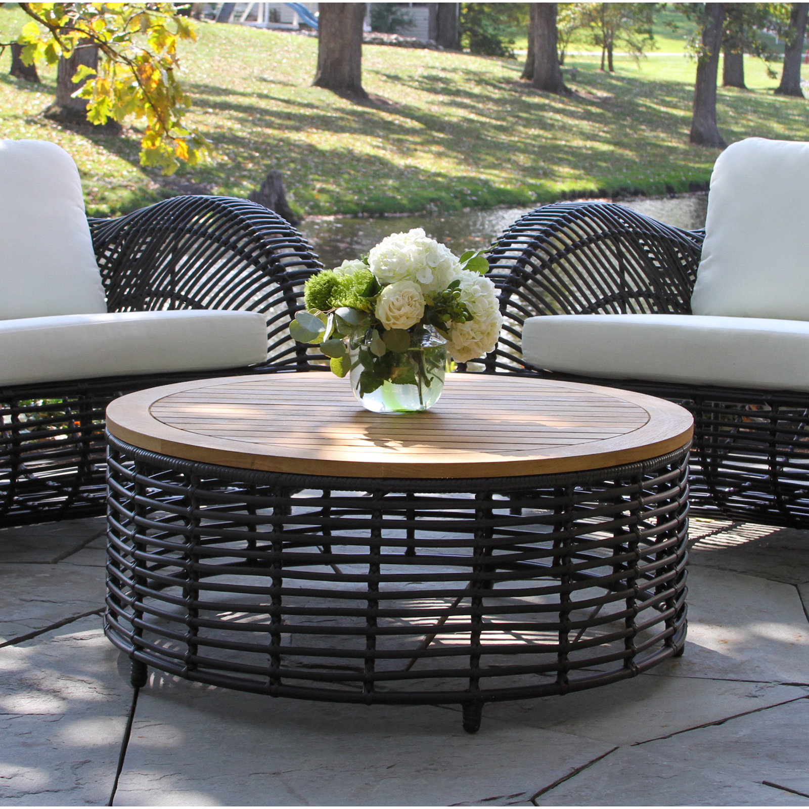 Dochi 38'' Outdoor Coffee Table, Canvas White Sunbrella®