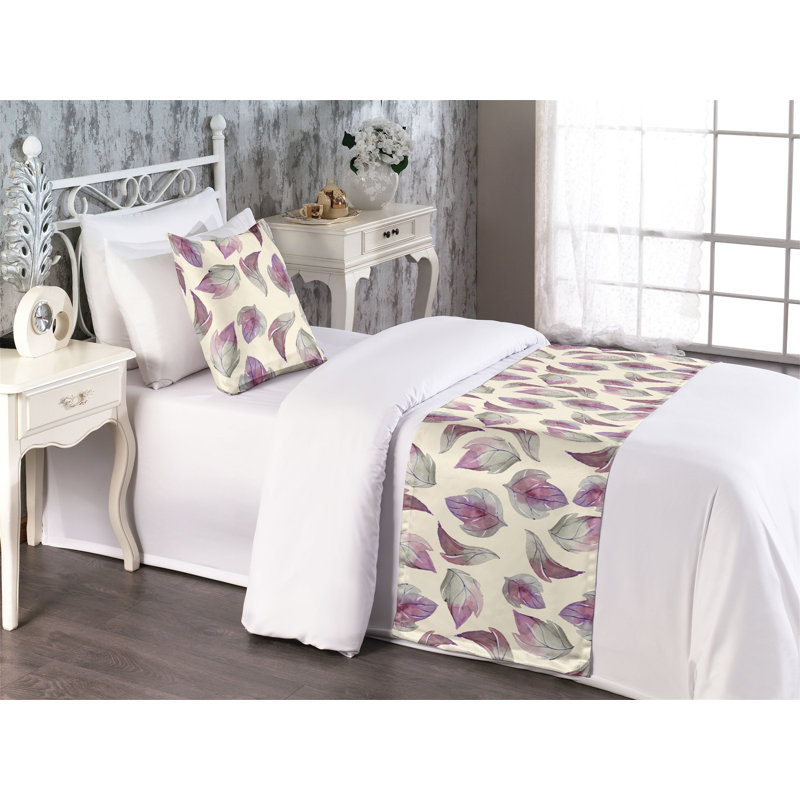 Ensemble de chemin de lit Ambesonne Leafy Design à feuilles romantiques Jazzy coquille d'œuf mauve pâle, Lit simple