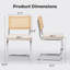 Ensemble de 6 chaises de salle à manger Modern Velvet, dossier en rotin et base chromée, beige-1566833235