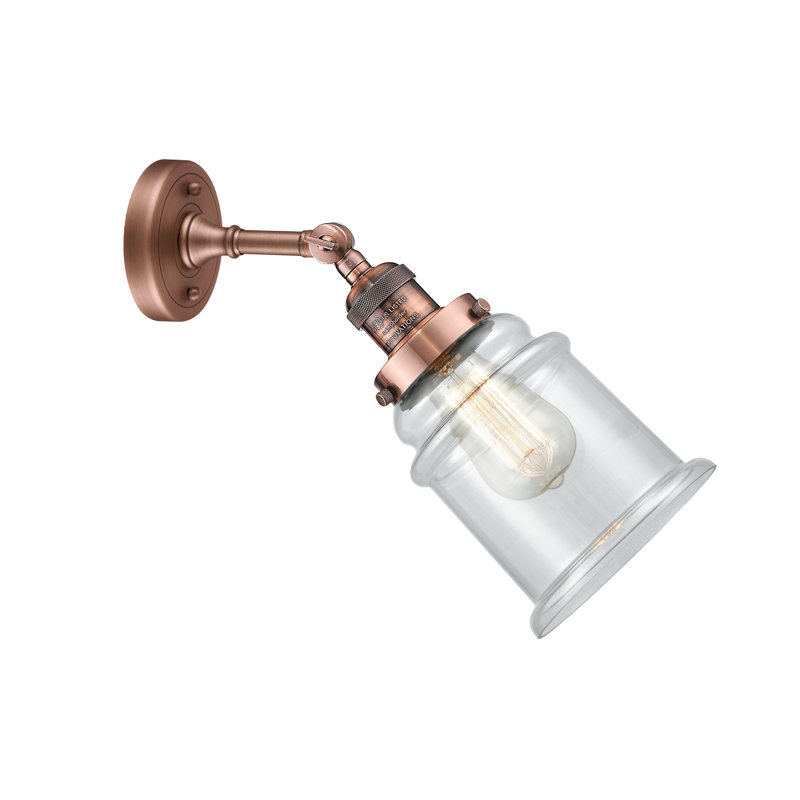Galaviz Dimmable Bath Sconce, 6 Watt Vinage LED Bulb, Clear, Antique Copper