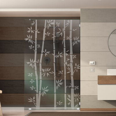 Paroi de douche en verre trempé l 47 po x H 75 po avec givrage professionnel sablé