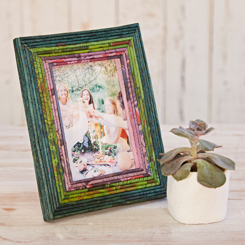 Paper Picture Frame, 10.2cm x 15.2cm, Green/Purple