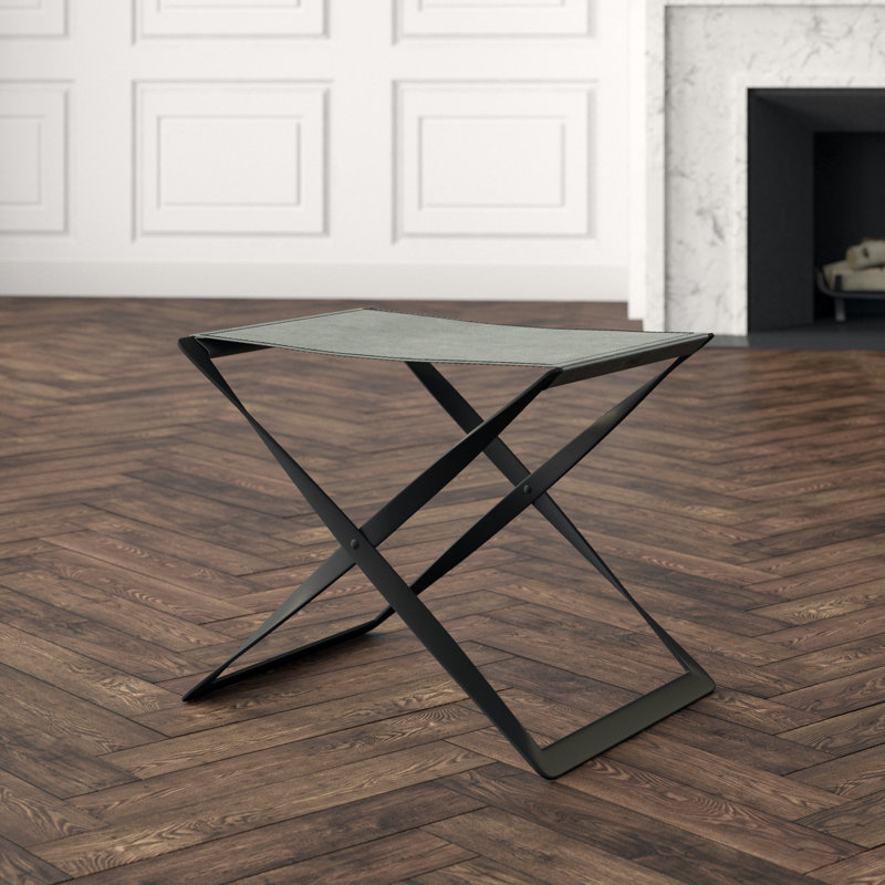 Folding Stool-Brown Leather