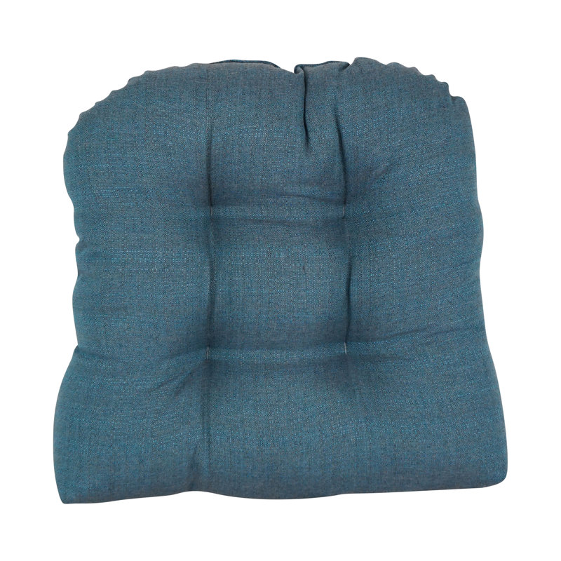 19-Inch Rounded Back Woven Olefin Outdoor Chair Cushion, Sea Blue