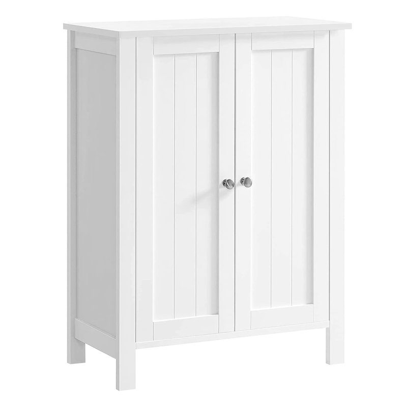 Bathroom Floor Storage Cabinet with 2 Adjustable Shelve, White
