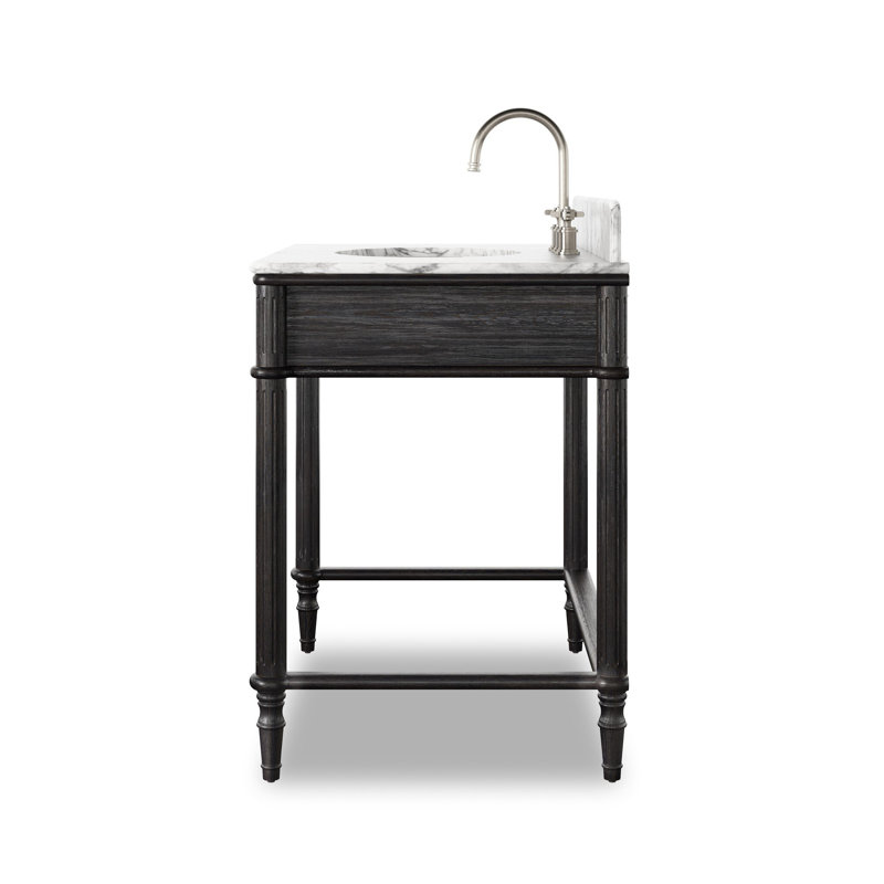 Toulouse Washstand-Washed Blonde Oak, Satin Black