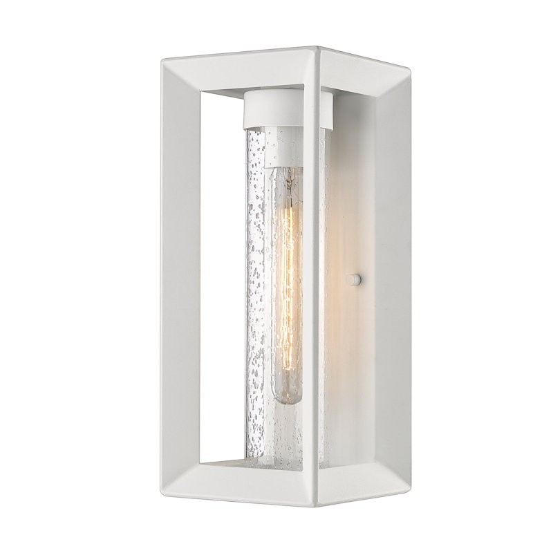 Averee Steel Wall Light, Seeded Glass, White