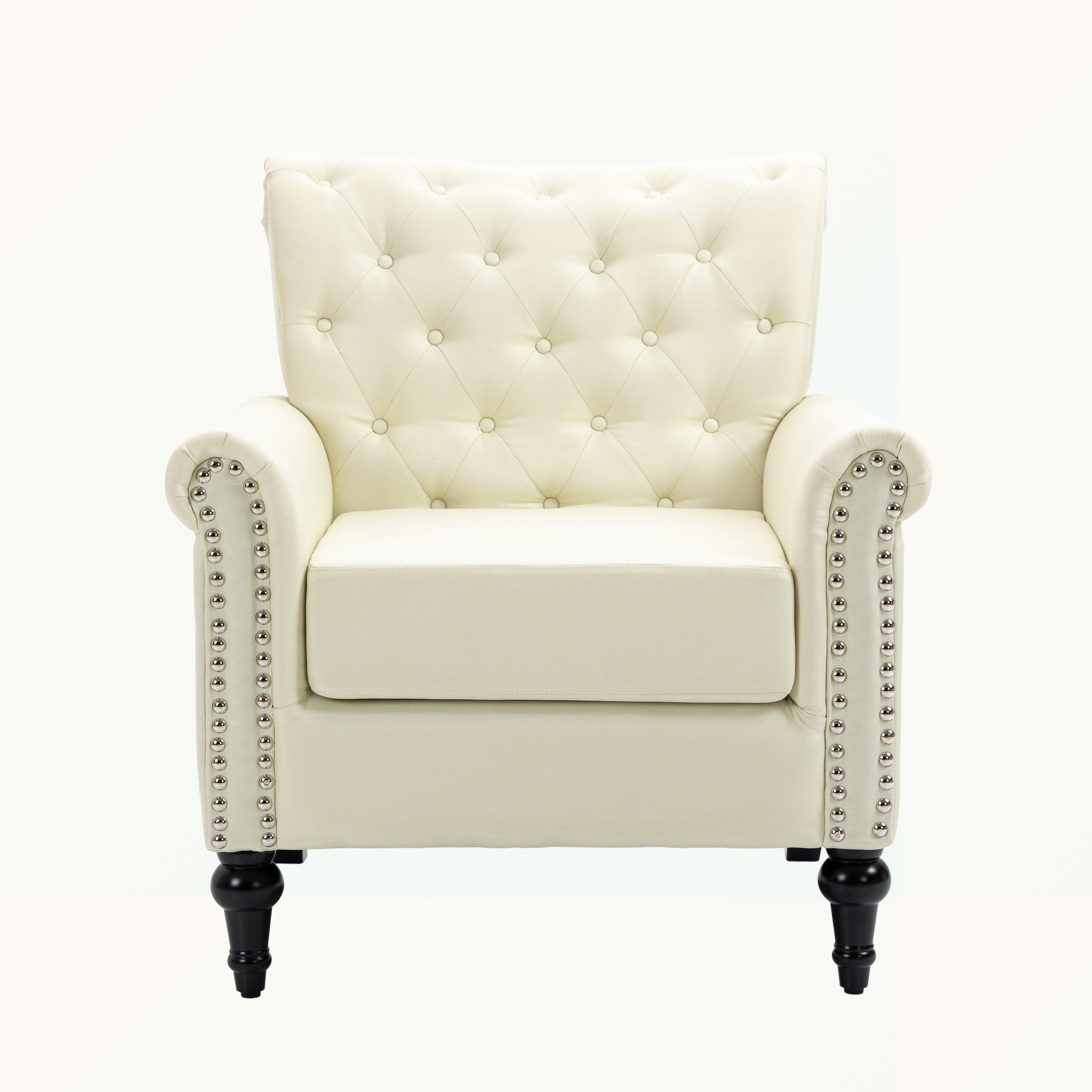 Quilted straight back armchair