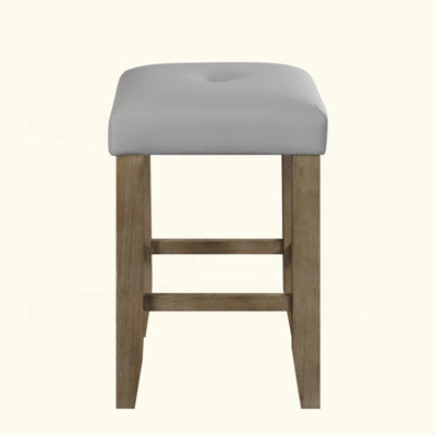 Tabouret à hauteur de comptoir Charnell en cuir synthétique gris et chêne (ensemble de 2)