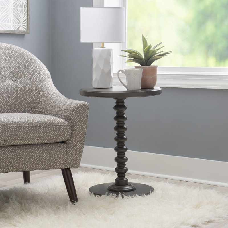 Table de bout à piédestal Fiama, Gris foncé, H 22,25 po x l 17 po