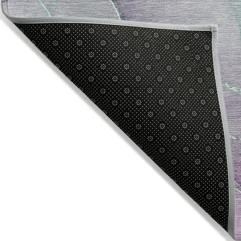 Tapis extérieur lavable abstrait sarcelle et mauve 10 pi x 14 pi
