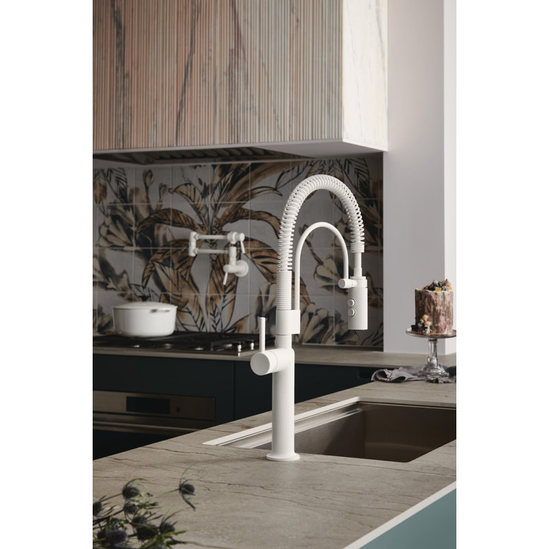 Jason Wu Semi-Professional Kitchen Faucet, Metal Lever Handle, Matte White