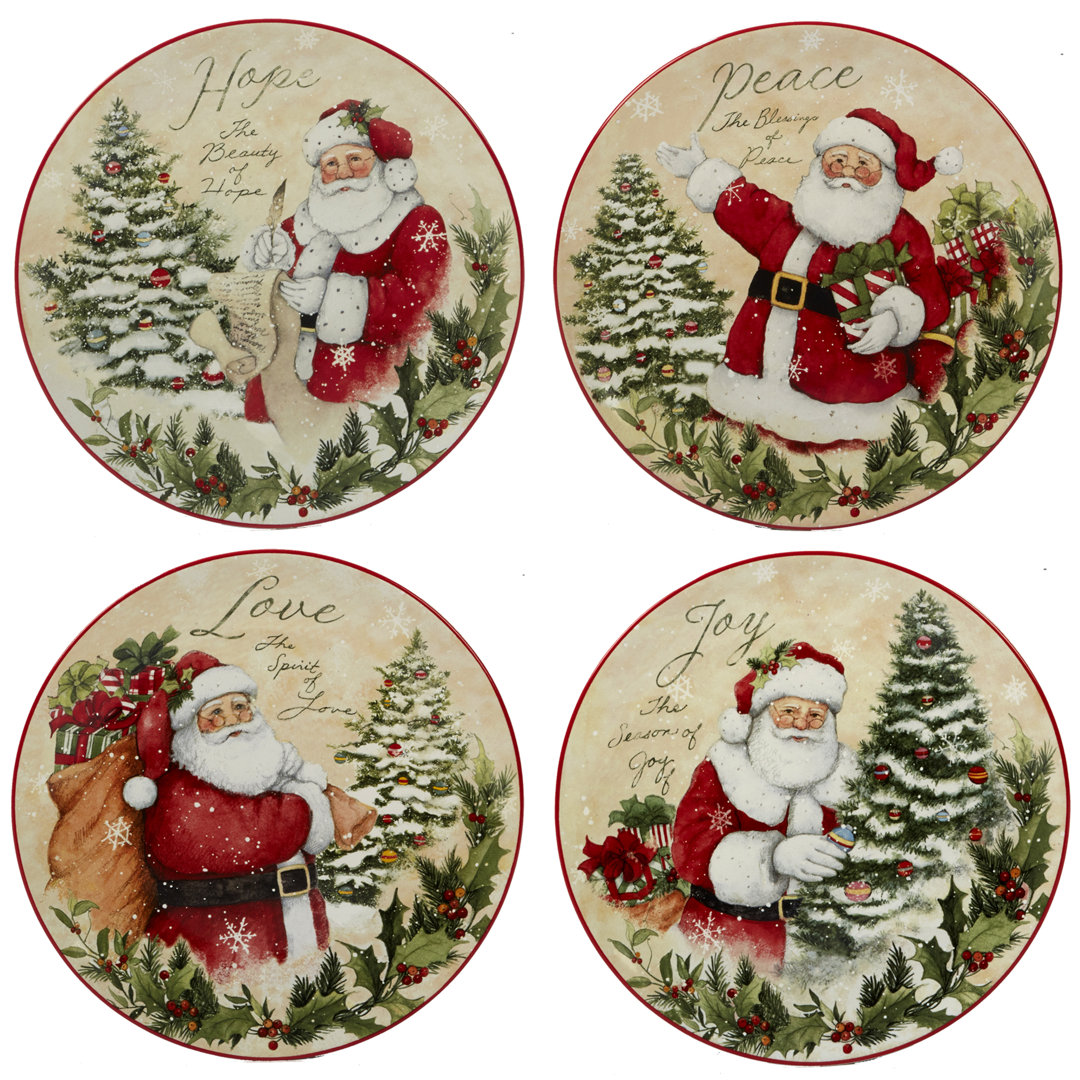 Certified International Holiday Wishes 4 Piece Dessert Plate Set Certified International