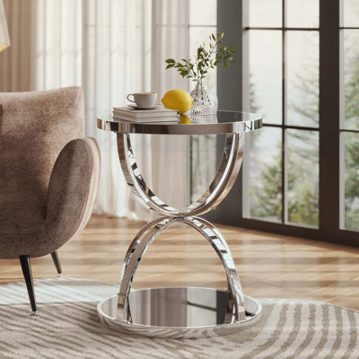 Minimalism Side Table with Ring-Shaped Frames,Round End Table for Living Room,Bedroom and Office