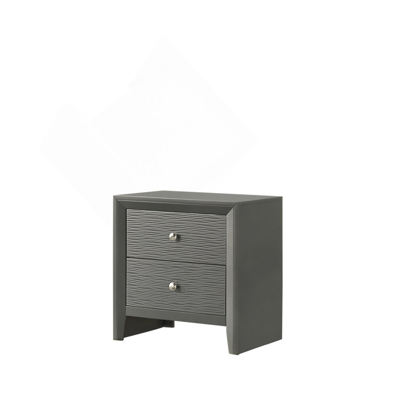 1pièce de table de chevet contemporaine à 2 tiroirs avec boutons ronds et chambre à coucher
