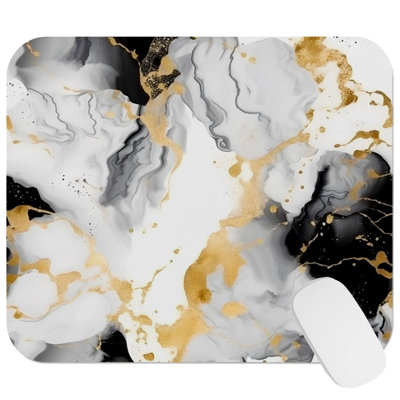 Abstract Black & Gold Strokes III Modern Gaming Cute Office Laptop Desk Pad Gift Mat Square Rectangle Non-Slip Mousepad