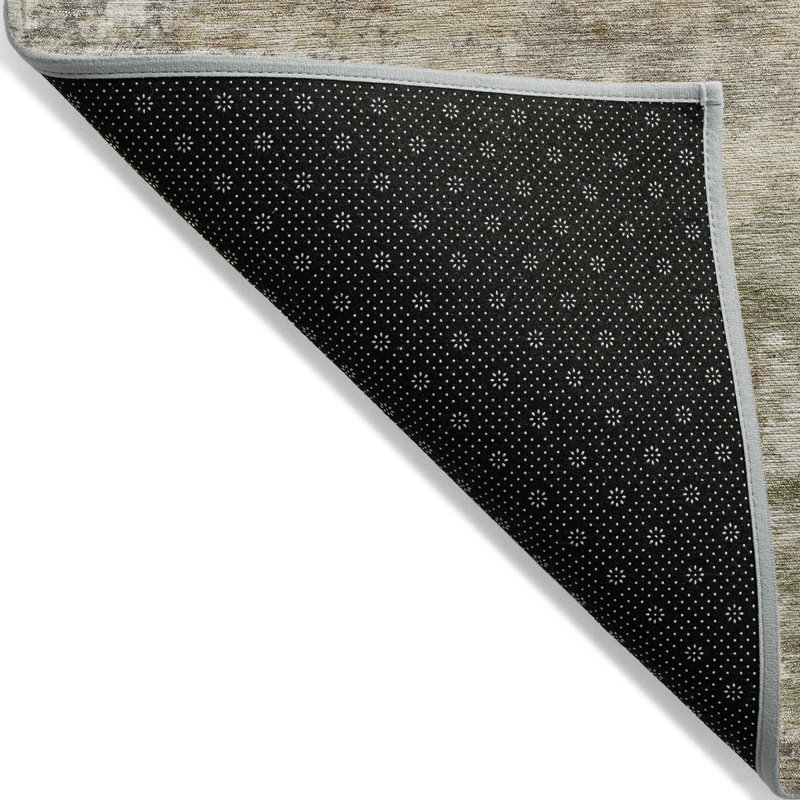 Tapis beige d'intérieur / extérieur lavable à la machine, Rond 8 pi