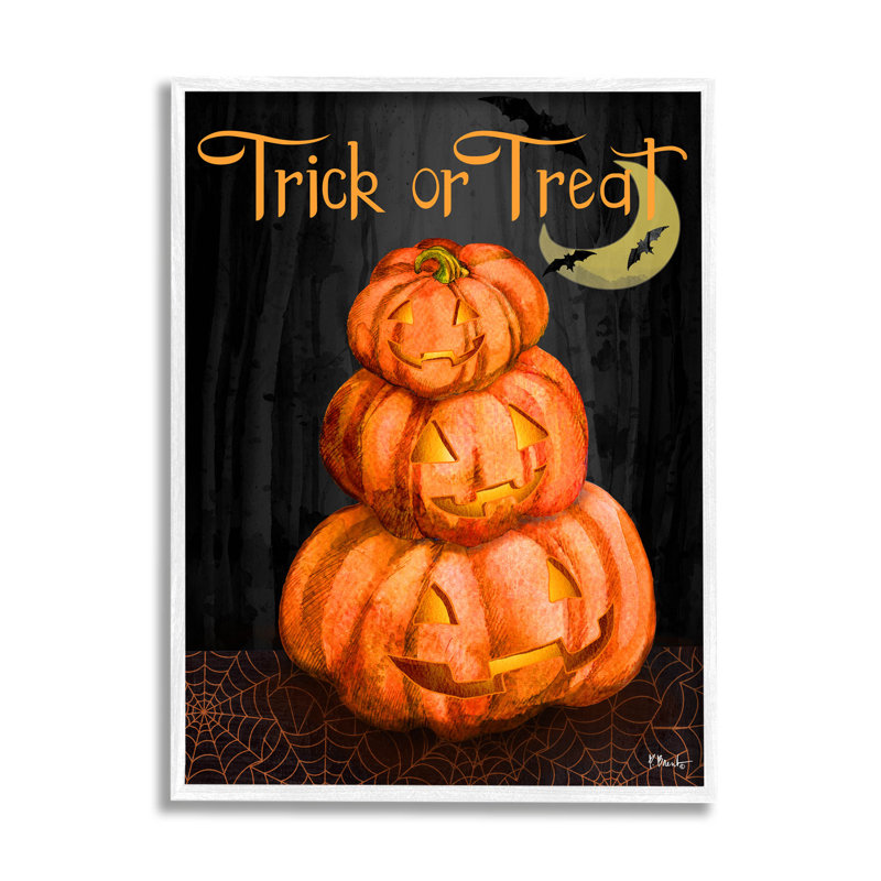 Jack-o-lanterne d'Halloween «Trick or traiter» par Paul Brent - impression sur bois, H 20 po x l 16 po x P 1,5 po