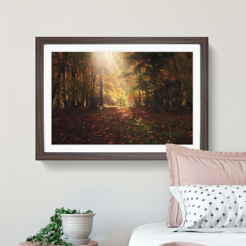 Sunlight Through the Trees - Picture Frame Painting Print, 48cm H x 65cm W x 2cm D, Walnut Framed