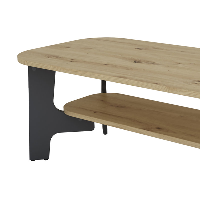 Pollocksville Four Leg Coffee Table with Storage, Beige, Black