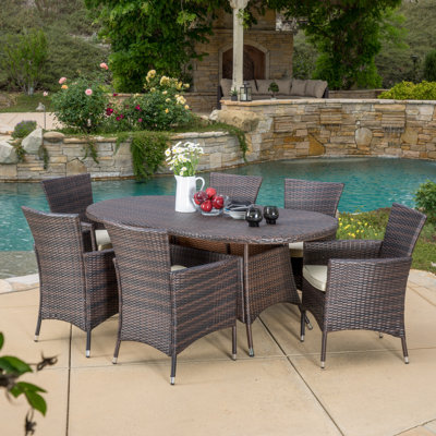 6 - Person Wicker Patio Dining Set with Oval Table
