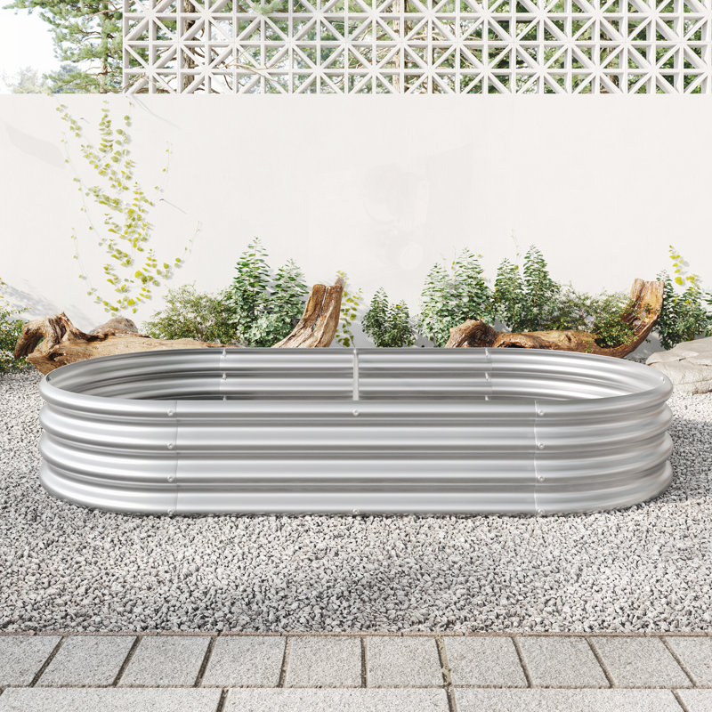 Stavya Metal Raised Garden Bed, 11.42" H x 70.86" W x 35.43" D, Silver