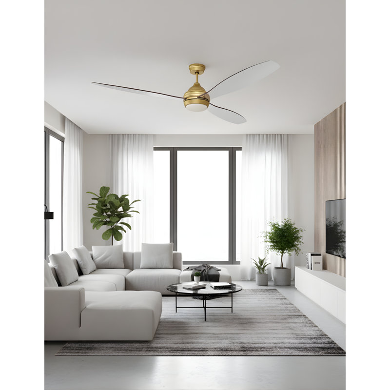 Gruenbaum 60'' Ceiling Fan with LED Lights, Weathered Gold