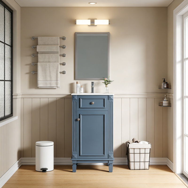 Meuble-lavabo 18 po avec lavabo en céramique, Bleu