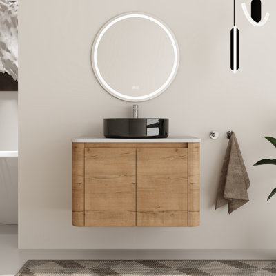 Eaton 30'' Wall Mounted Bathroom Vanity Set with Engineered Stone Top