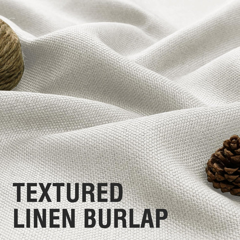 Linen Blackout Curtain for Bedroom/Living Room Thermal Insulated Grommet Linen Look Curtain Drapes Primitive Textured Burlap Effect Window Drapes 1 Panel