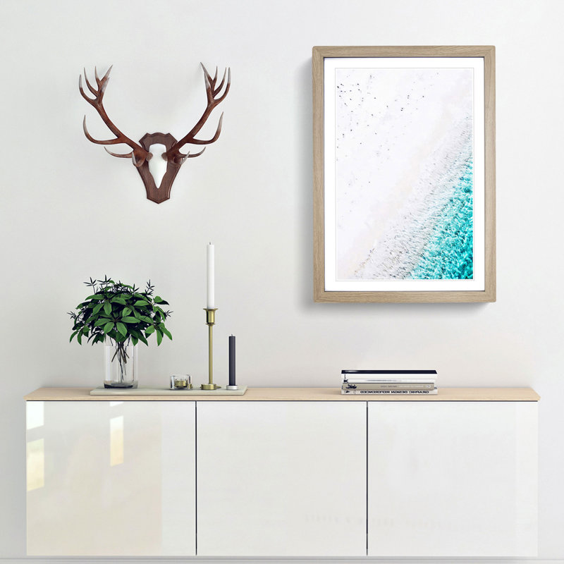 Beach in Bathalaa Maldives in Abstract - Picture Frame Graphic Art Print, 36cm H x 27cm W x 2cm D, Oak Framed