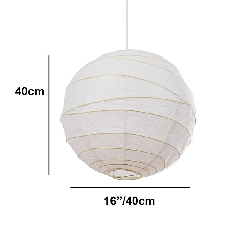 Paper Round Pendant Shade ( Clip On ) in White, 40cm H x 40cm W x 40cm D