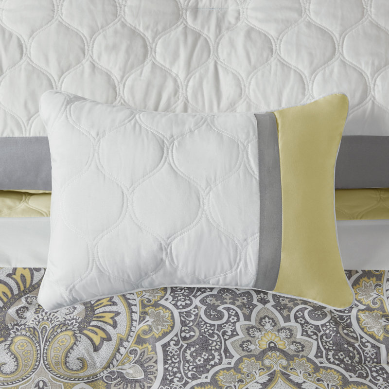 Shawnee Yellow and Gray 8-Piece Queen Microfiber Comforter Set