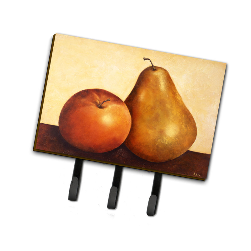 Porte-clés mural pomme et poire avec crochets pour clés