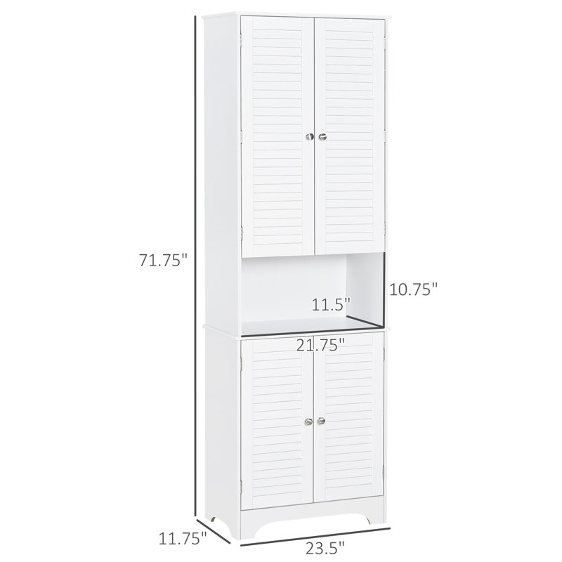 Freestanding Cabinet,Tall Narrow Bathroom Storage Cabinet With Doors And Shelf Adjustability, White