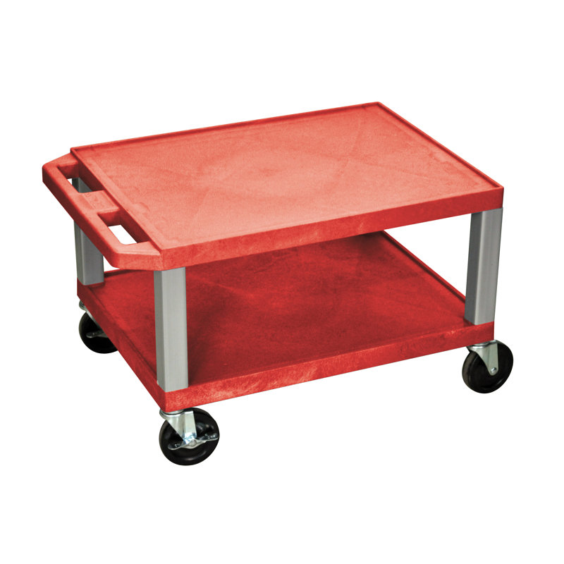 Tuffy 16'' H AV Cart with Wheels, Nickel, Red