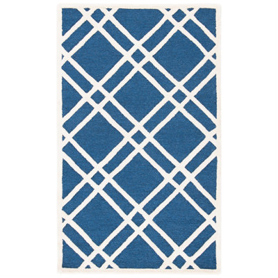 Tapis bleu marine en laine touffeté à la main Sanyla Arshmaan