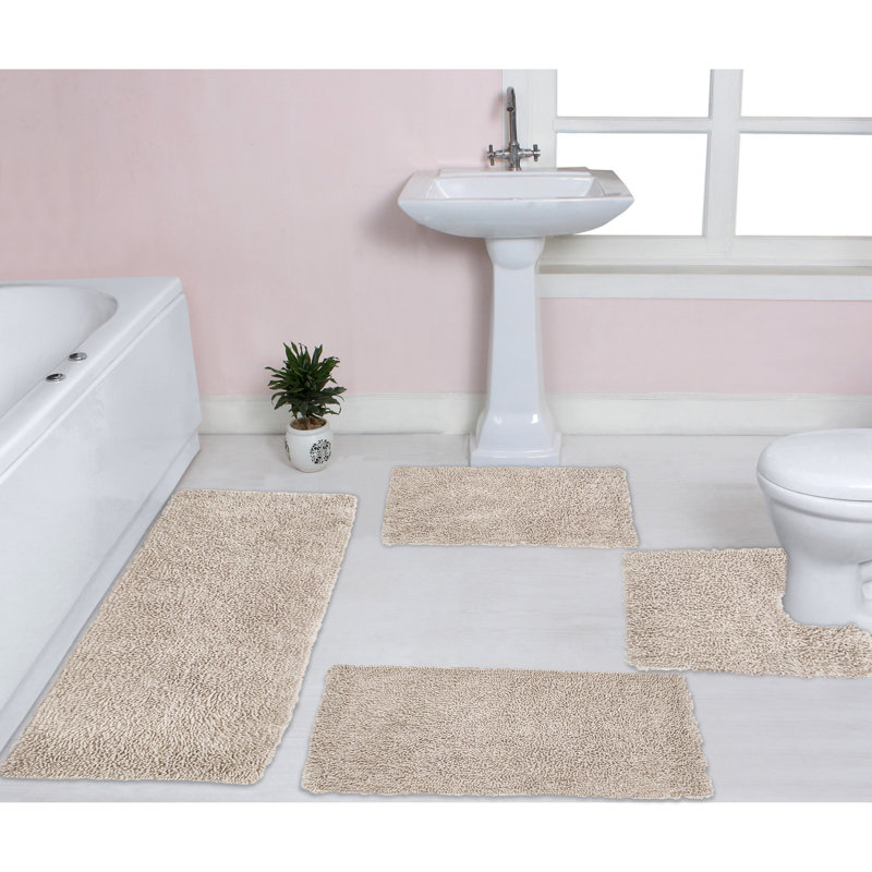 Hazlett 4 Piece Bath Rug Set, Ivory