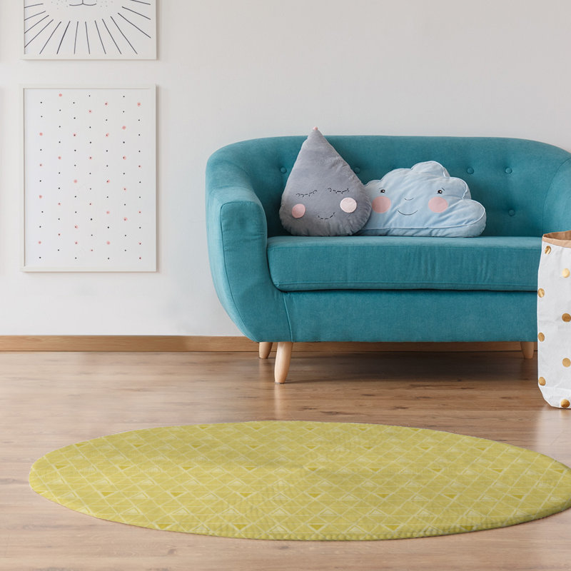 Chenille Geometric Indoor Rug, Round 5'