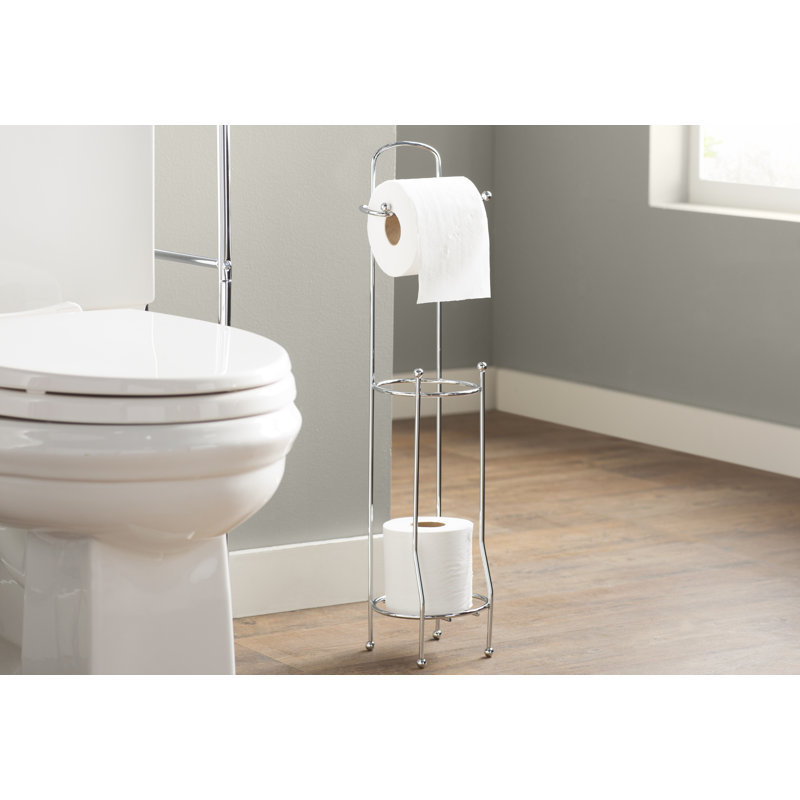 Porte-papier hygiénique sur pied avec barre distributrice Espanola, Chrome