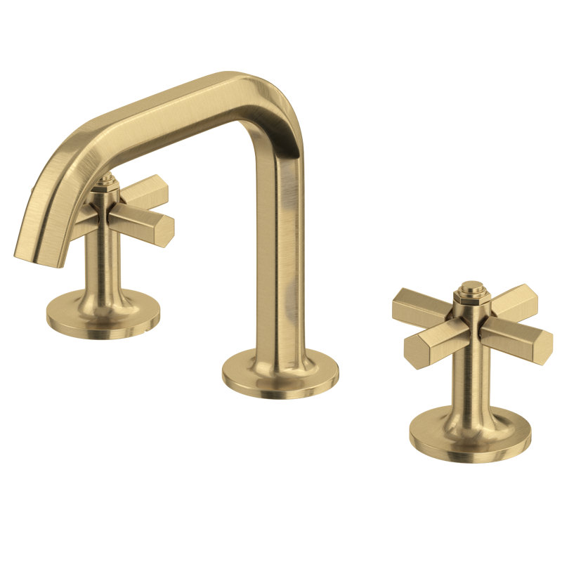 Modelle Widespread Lavatory Faucet With U-Spout, Antique Gold
