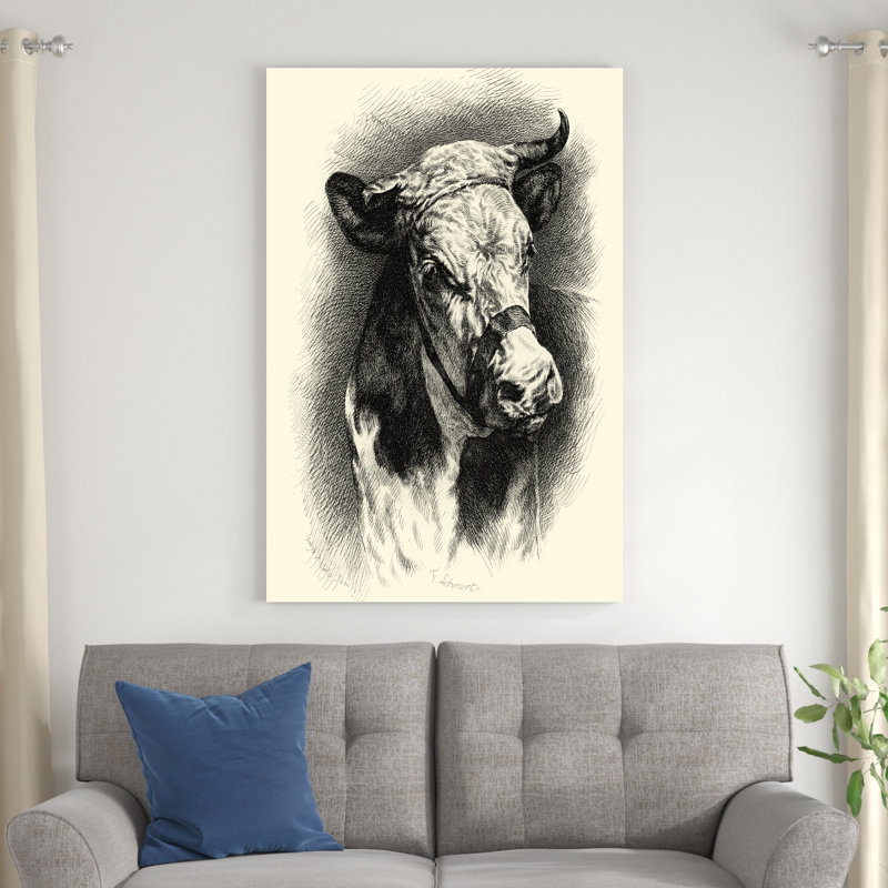 " Antique Cattle I " Painting Print, 48" H x 32" W x 1.25" D