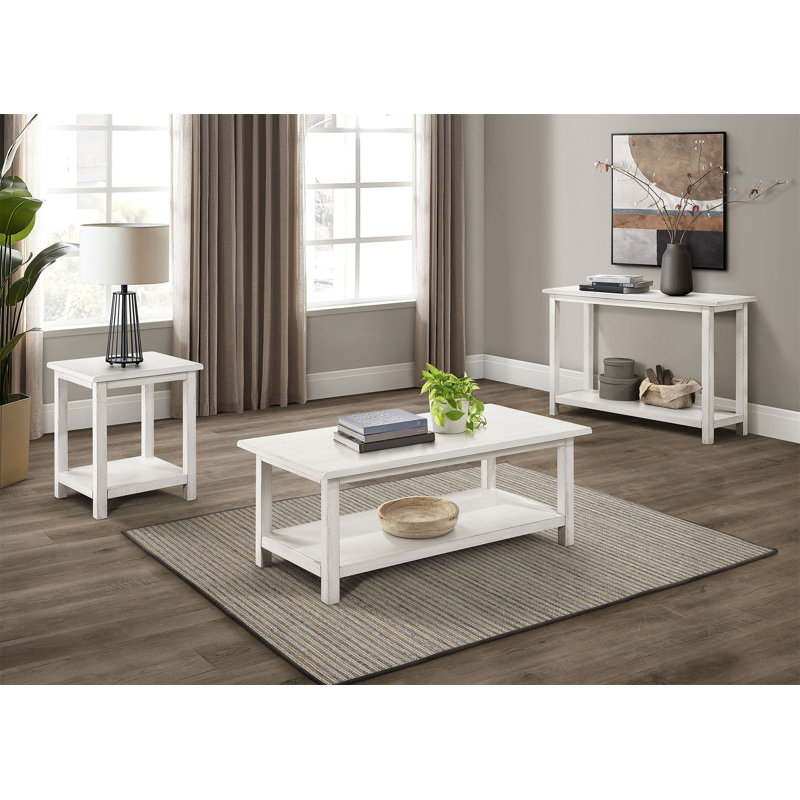 Table de bout en bois avec tablette (y compris la table basse), White