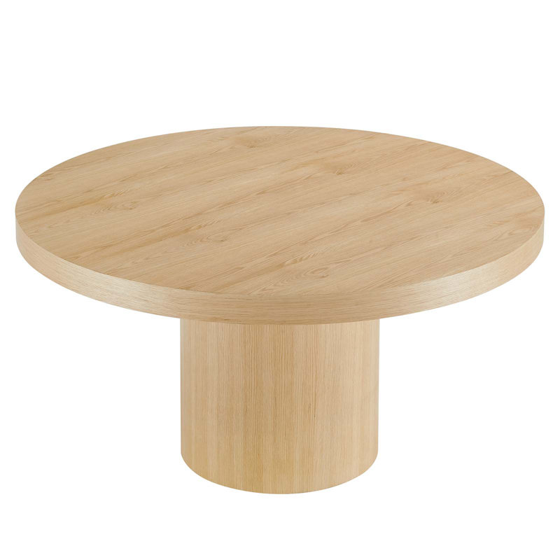 Sleek Oak 60" Round Wood Grain Dining Table for Six