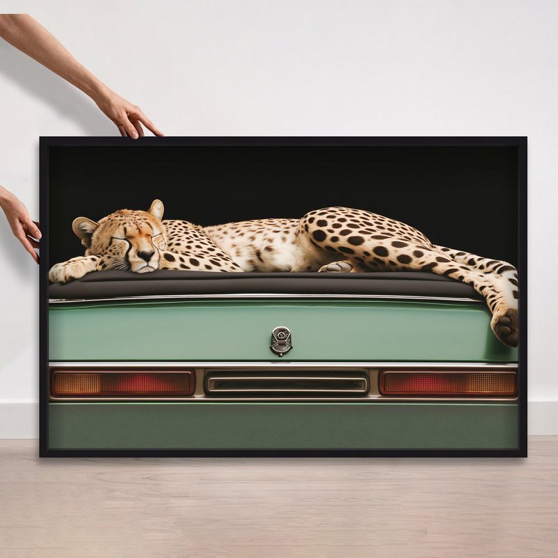 Oliver Gal Sleepy Cadi Cheetah Animals - Luxury Shadowbox Framed Wall Art, 26" H x 38" W